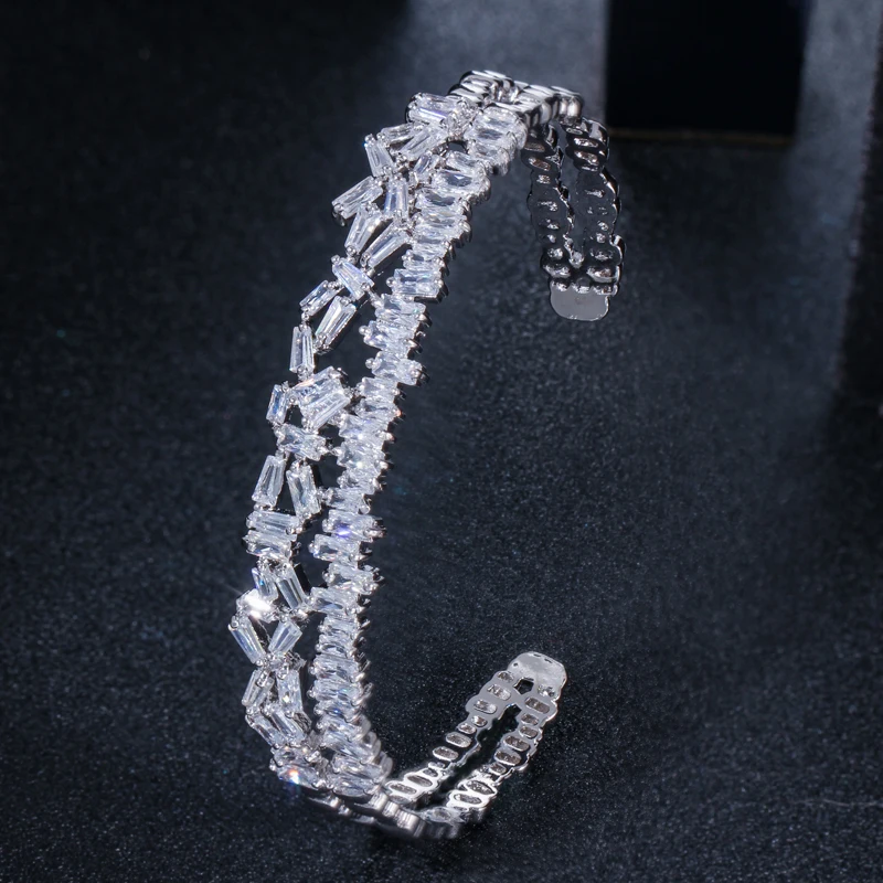 ThreeGraces CZ кристалл ювелирные Многослойные AAA кубический цирконий модный багет