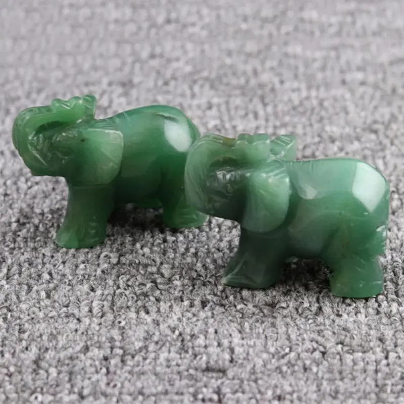 1pc Opal/Aventurine/Obsidian/Crystal/Jade Elephants Shape Stone Creative Home Desk Ornaments Figurines Miniatures Lucky Item