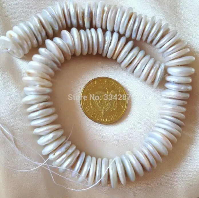 Jewelry Pearl Necklace 16-17mm White Coin Freshwater Pearls Loose Beads 15'' Free Shipping | Украшения и аксессуары
