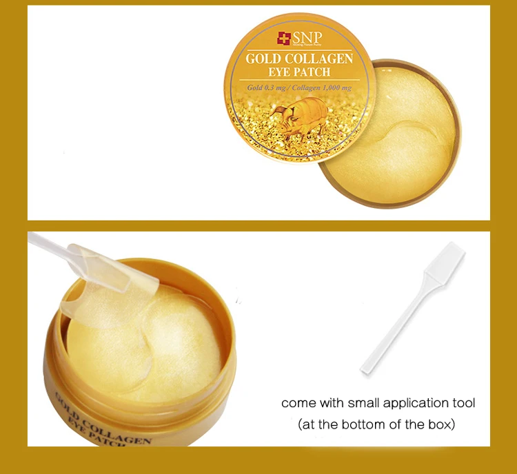 SNP Gold Collagen Eye Patch 60 PCS 0.3mg Gold 1000mg Hydrolyzed Collagen Plant Extract Moisturizing Anti Wrinkle Eye Masks