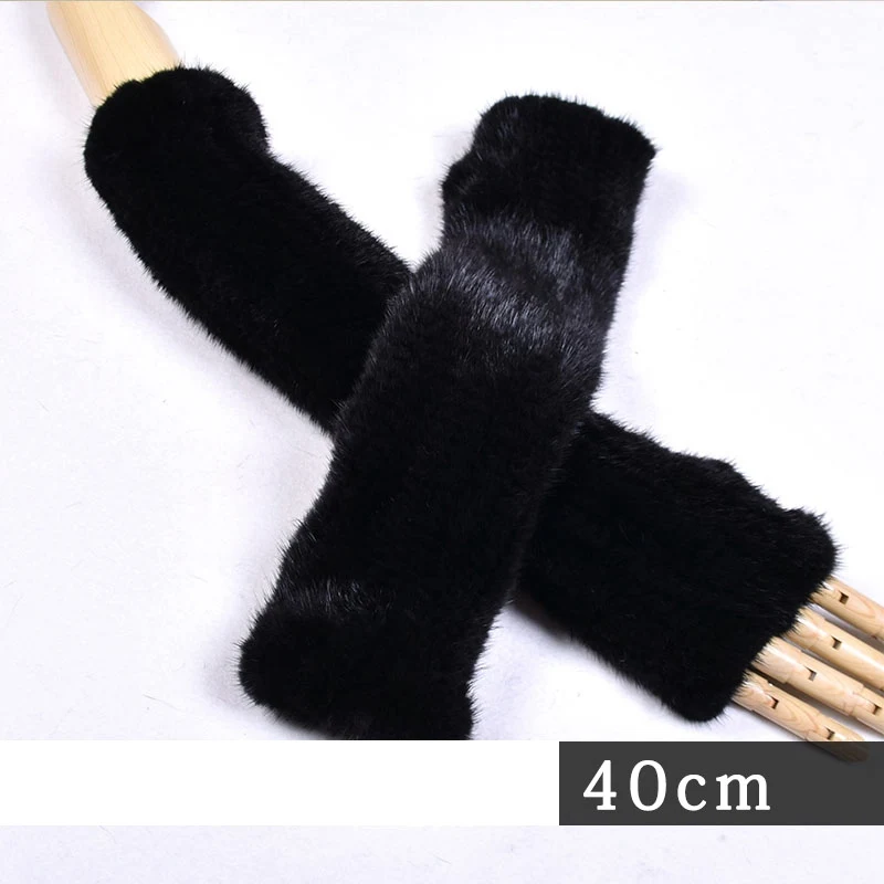 black 40cm 005 новые модные зимние женские перчатки из натурального меха норки из натурального меха норки женские митенки женские эластичная перчатка - Цвет: black 40cm
