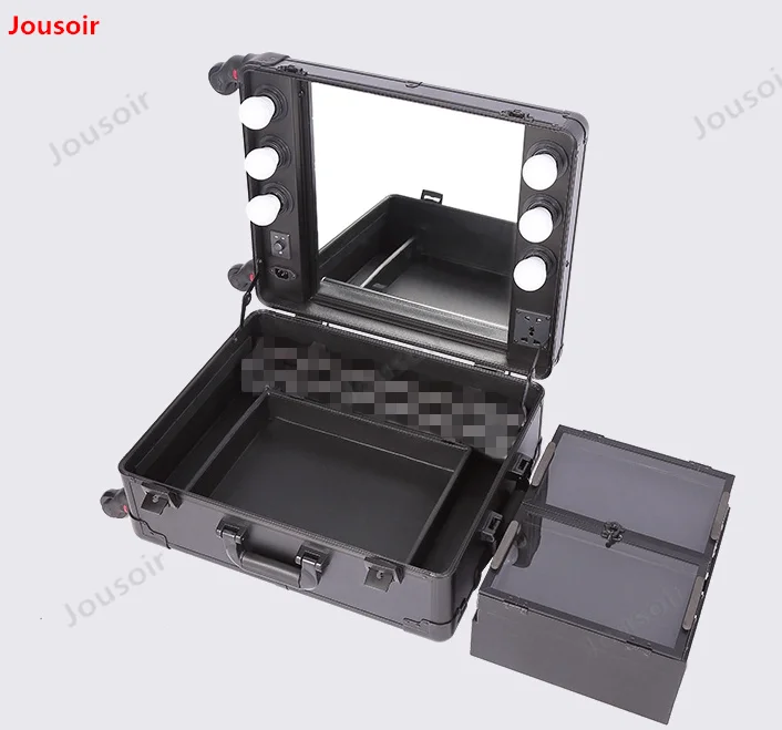 Baggage Aluminum frame profelssional makeup beauty Lighting Rolling Luggage trolley light make up case bag suitcase box T03CD05Y |