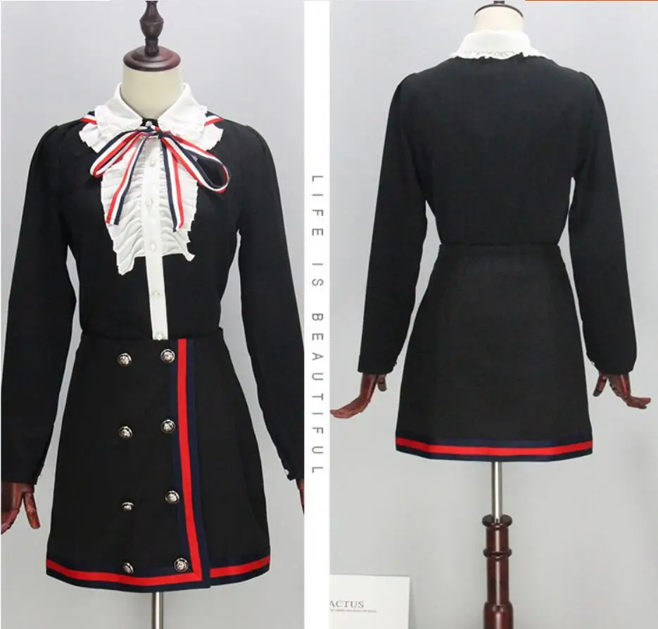 British Style OL Women Skirts Suits Spring Autumn Ruffles Elegant Bows Shirts And Skirts Ladies Women Party Clothing Sets CC065