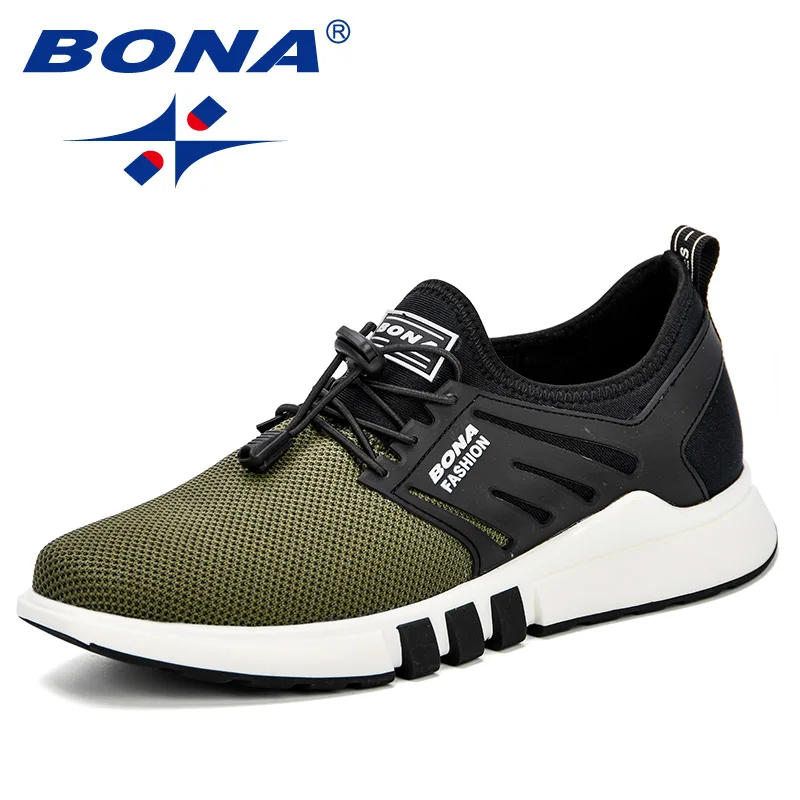 Army green BONA/Мужская прогулочная обувь; сезон осень-зима; кроссовки; Молодежная уличная спортивная обувь; Мужская дышащая обувь для упражнений; удобная мужская обувь - Цвет: Army green