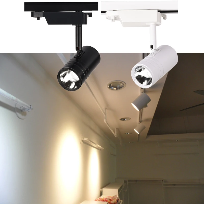7W 10W Track Rail Light COB 2 Wires LED Spot light Clothing Shop Window Showroom Exhibition Ceiling Spot Lamp White Black Body