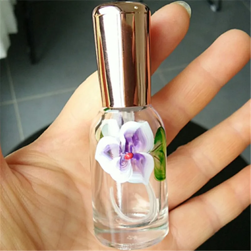 

15ml Hand-painted Perfume Empty Spray Bottle New gold cover Jar Type Glass Bottle 100PCS/LOT
