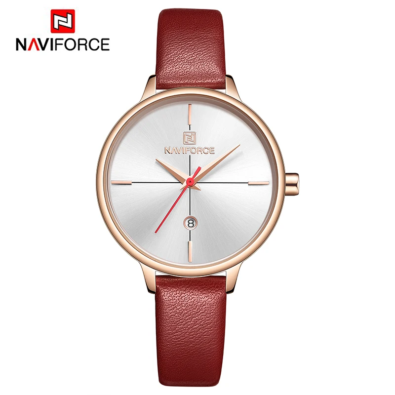 NAVIFORCE женские часы люксовый бренд Модные Кварцевые кожаные простые Relogio Feminino bayan