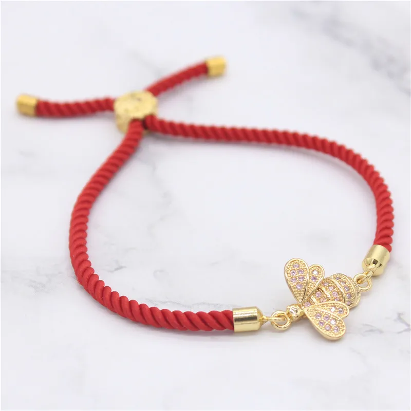 Adjustable Cubic Zirconia Crystal Bee Bracelet Red String Bracelets for Women MBR180239 | Украшения и аксессуары