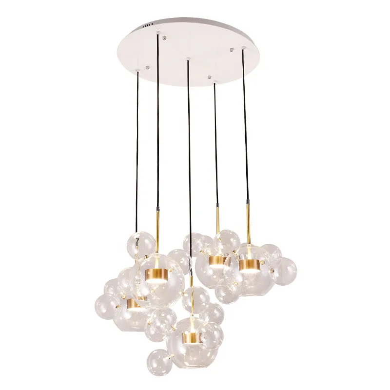 Glass Bubble Ball Modern LED Chandelier Nordic Decor Sphere Dining Room Bedroom Kitchen Island Restaurant Lamp | Освещение