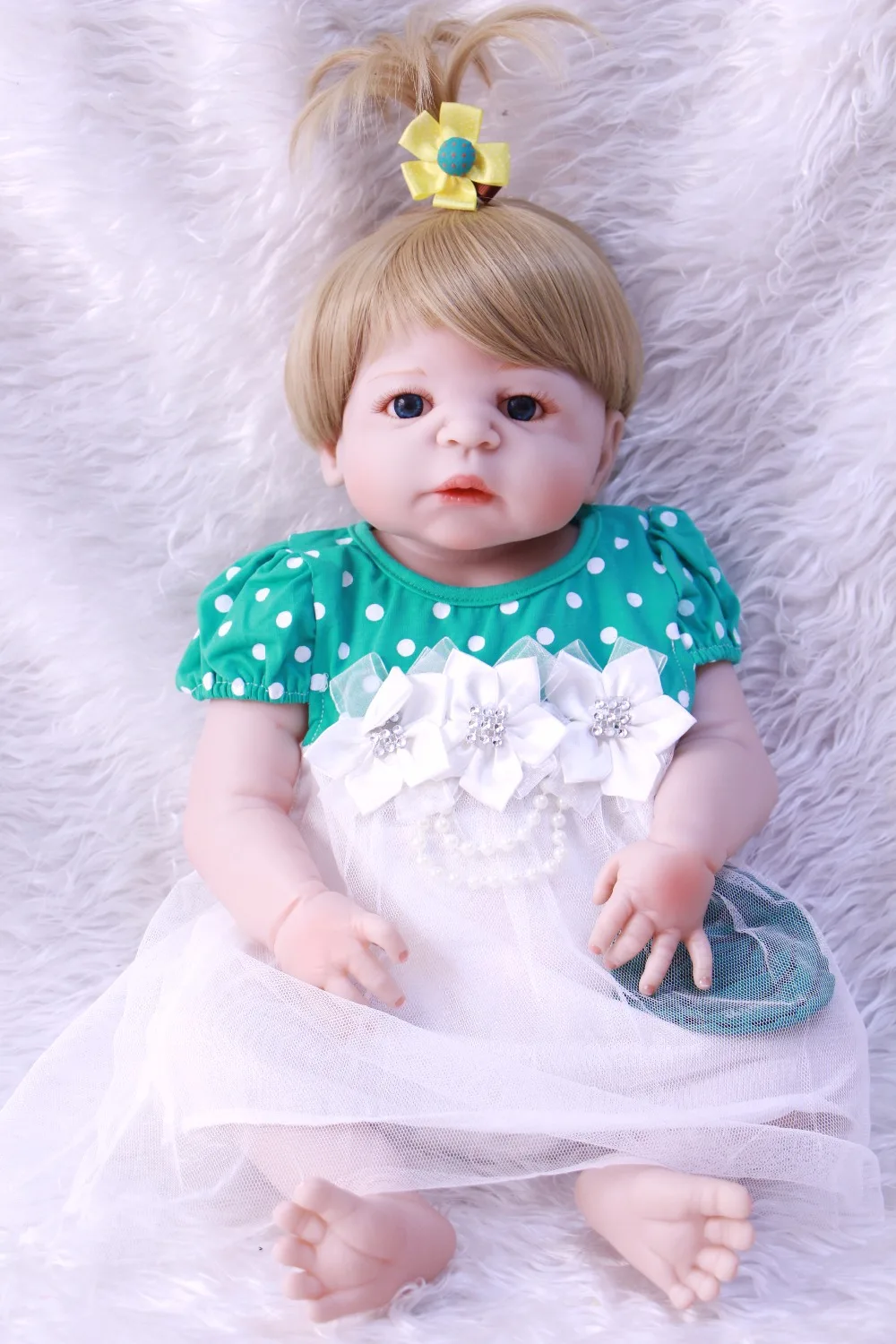 

Кукла реборн силиконовая, полноразмерная игрушка, подарок, кукла-младенец NPK, 22 дюйма, светлые волосы, принцесса