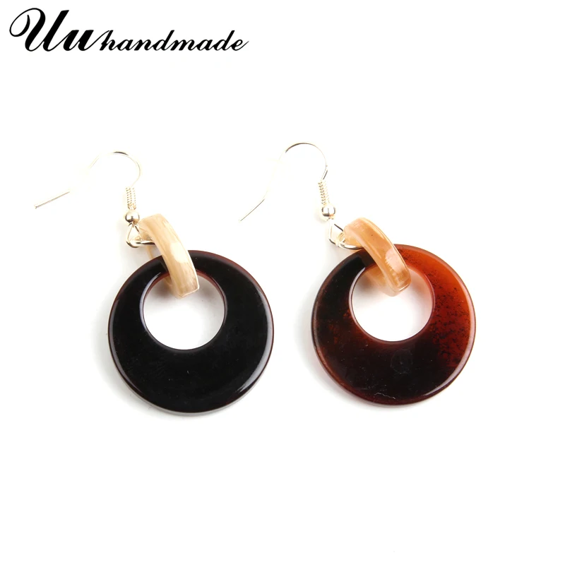 Женские классические серьги с круглыми акриловыми звеньями и цепочкой |