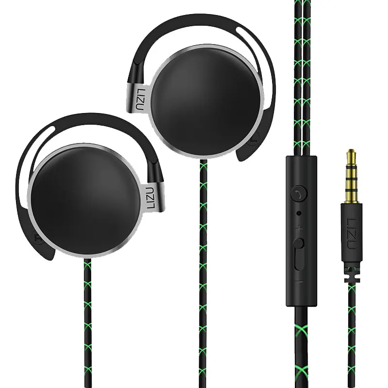 Проводные наушники с микрофоном крючком портативные спортивные HIFI Звук анти