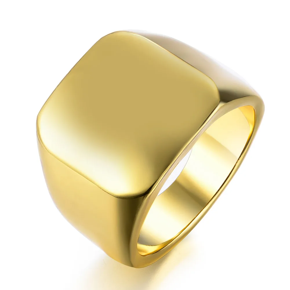 gold Мужское гладкое квадратное кольцо из сплава - Цвет основного камня: gold