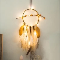 nightlight children romantic dream catcher with feathers bead light home wall bedroom hanging decoration ornament craft gift