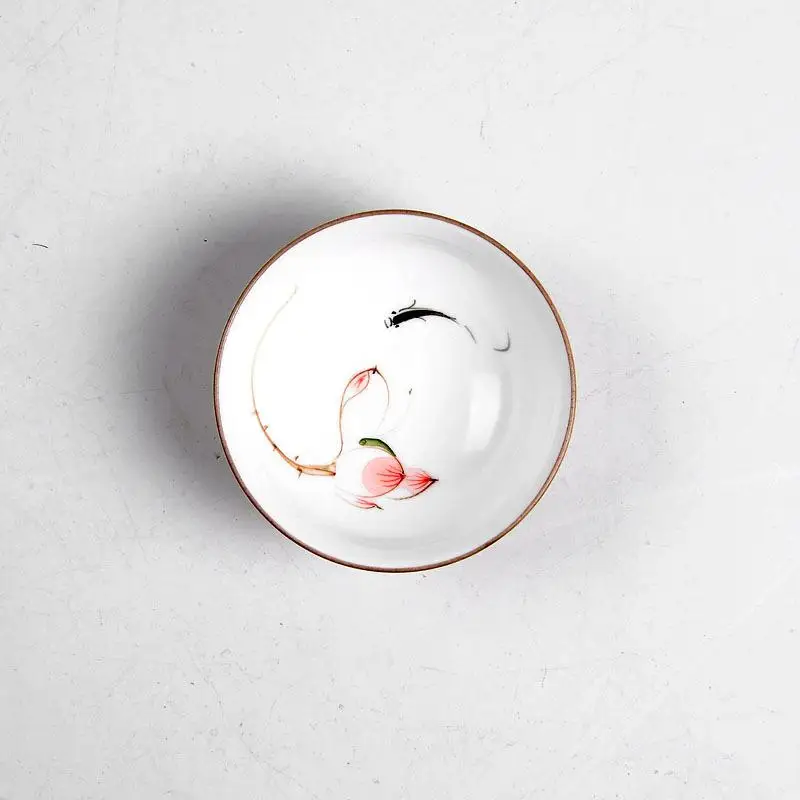 Керамика большой Размеры фарфорная чашка для чая Gaiwan и рисунком «кунг-фу чайный сервиз ручной росписью нарисованная маленькая чаша для церемонии Декорации для дома - Цвет: 6
