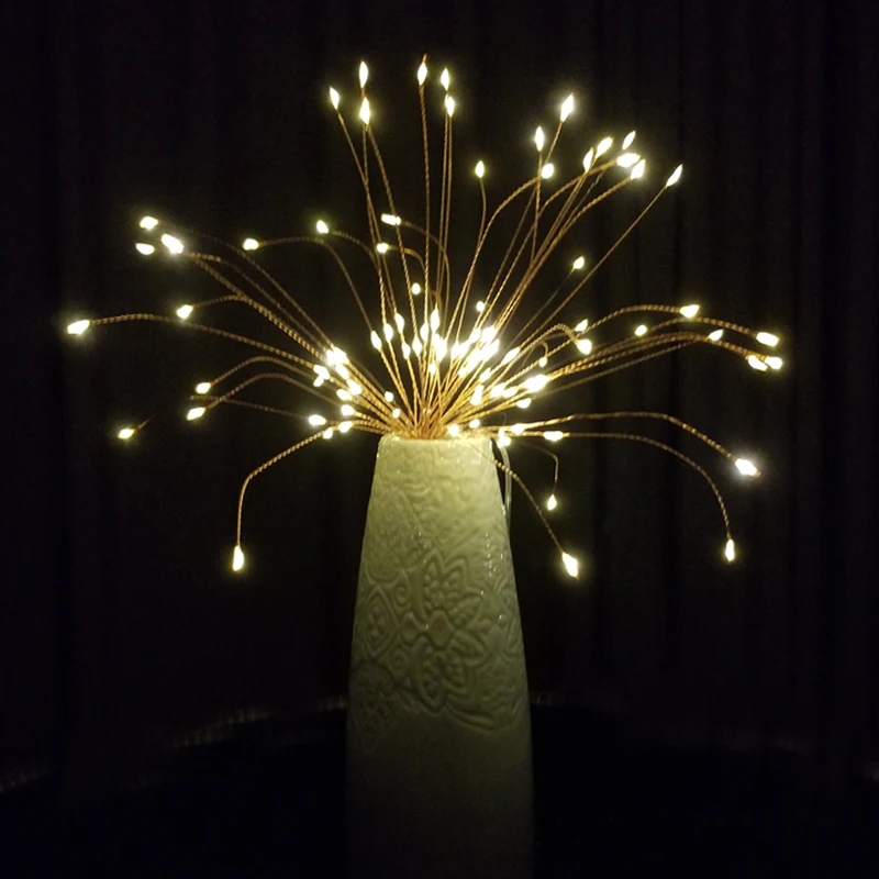 2019 Hanging Starburst String Light 100LEDs 200 Leds DIY firework Copper Fairy Garland christmas lights outdoor Twinkle Lights | Лампы и