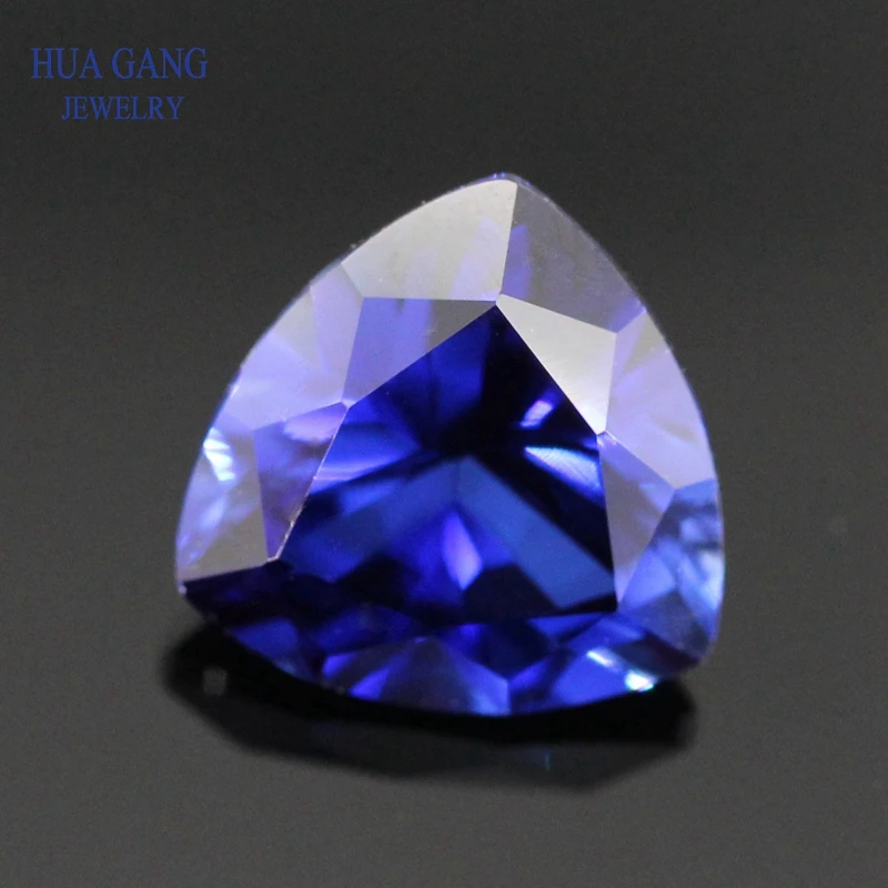 

34# Blue Stone Trillion Shape Princess Cut Synthetic Corundum Gems stone For jewelry Size 3x3~12x12mm Free Shipping