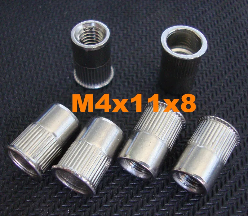 

100pcs/lot M4*11*8 Stainless steel countersunk head rivet nut with knurling