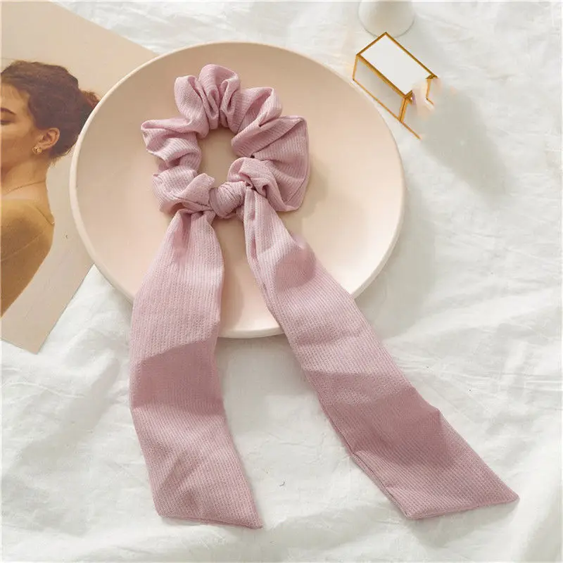 pink Ruoshui прекрасный кролик Scrunchies женщина печатных волосы с цветами Галстуки Девушки эластичные резинки для волос аксессуары для волос хвост держатель - Цвет: pink
