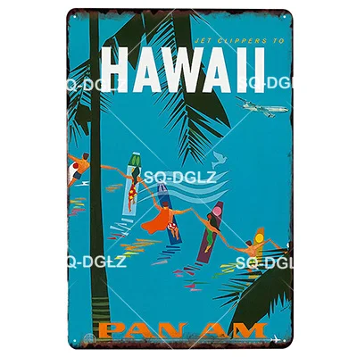 [SQ-DGLZ] Summer Hawaii Metal Tin Sign Aruba Plaque Paint Australia Wall Decor Beach Painting Plaques