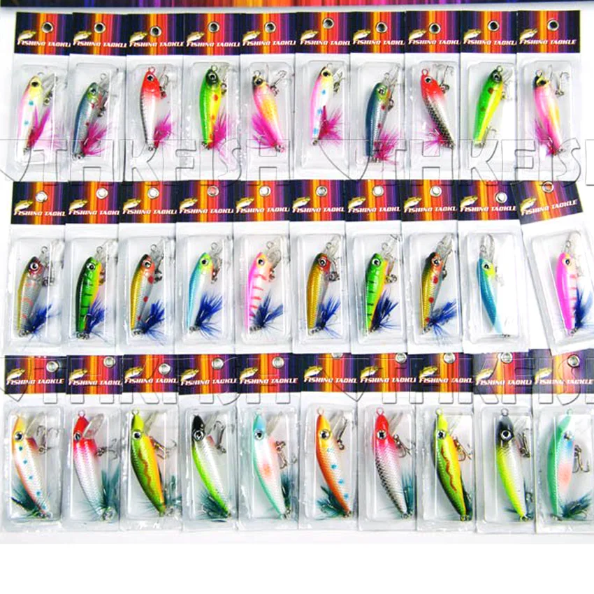 60 шт. разнообразные рыболовные приманки металлические воблеры с пером блесны