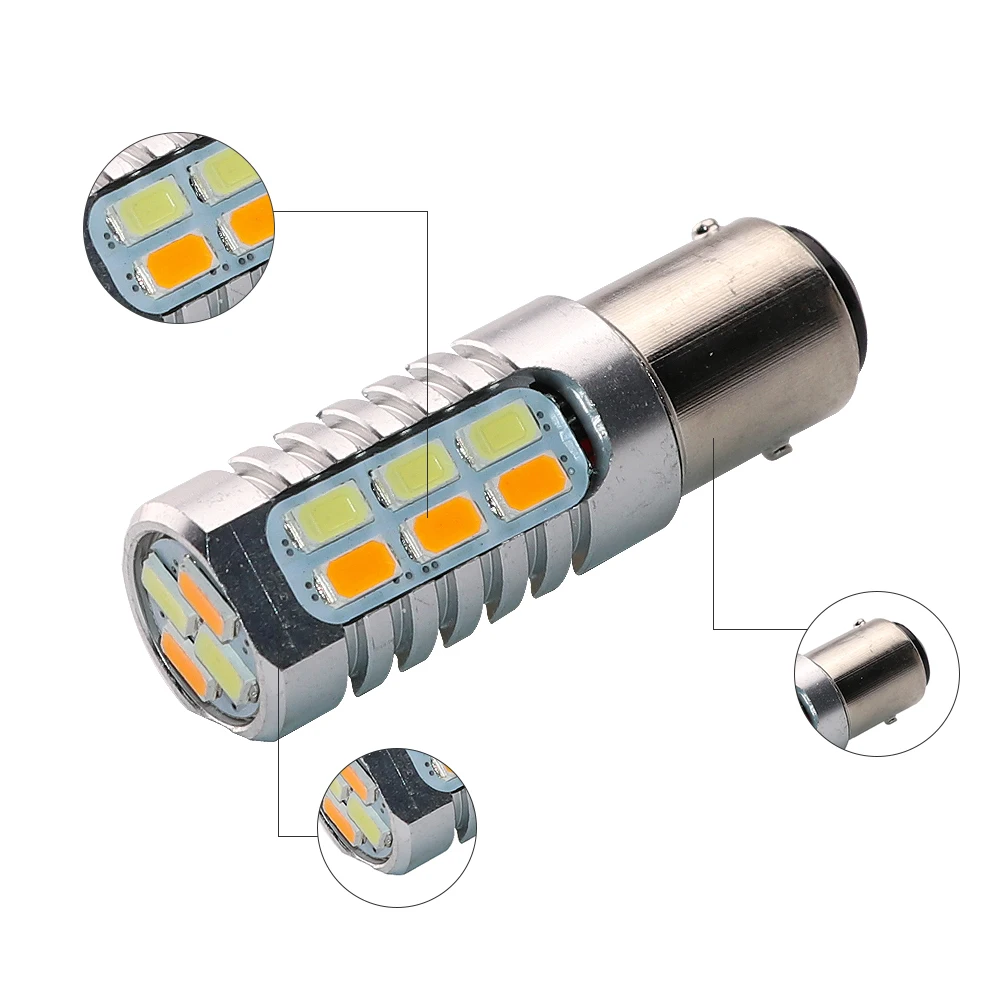 Carsty 2x светодиодный P21W Canbus Bay15d 1157 двойной цвет белый желтый для автомобиля DRL