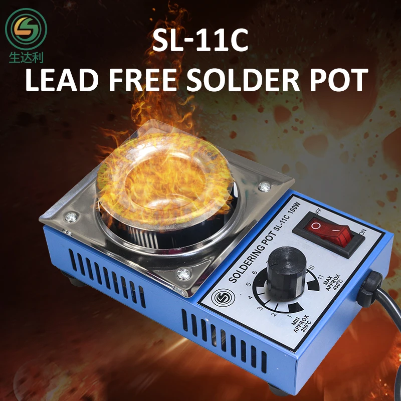 SL-11C 100 Вт 38mm300g Емкость 100 мм Цифровой термостат свинцовый горшок из титанового сплава для пайки 110 В 220 В