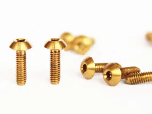 

4 PCS M2.5 x 6/8/10mm GR5 Golden Titanium Screws Dome Button Head Allen Model