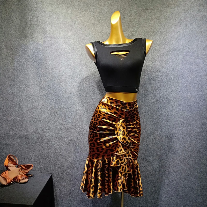 Hot Latin Dance Skirt For Women Costume Red Lips/Leopard Skirt Flamengo Rumba/Samba/Tango/Salsa Adult Latin Dance Skirt VDB444