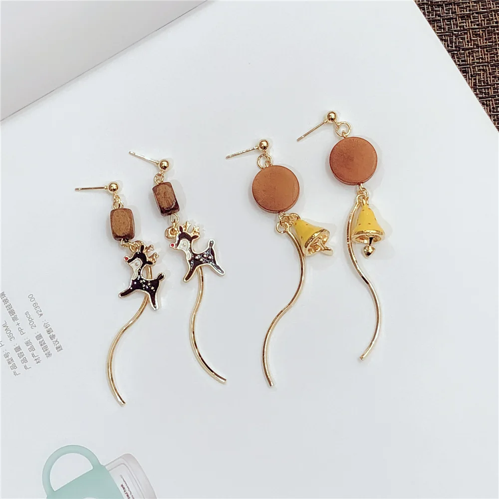 DoreenBeads деревянные серьги гвоздики золотого и коричневого цвета рождественские