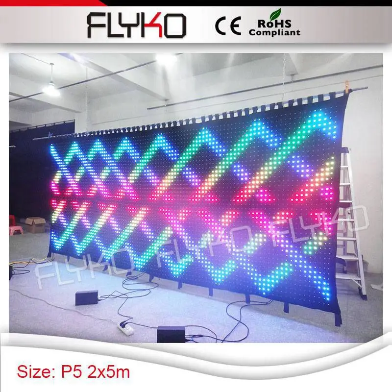 

7ft*17ft low cost disco background night club video curtain P5 leds pixel stage indoor decoratioin