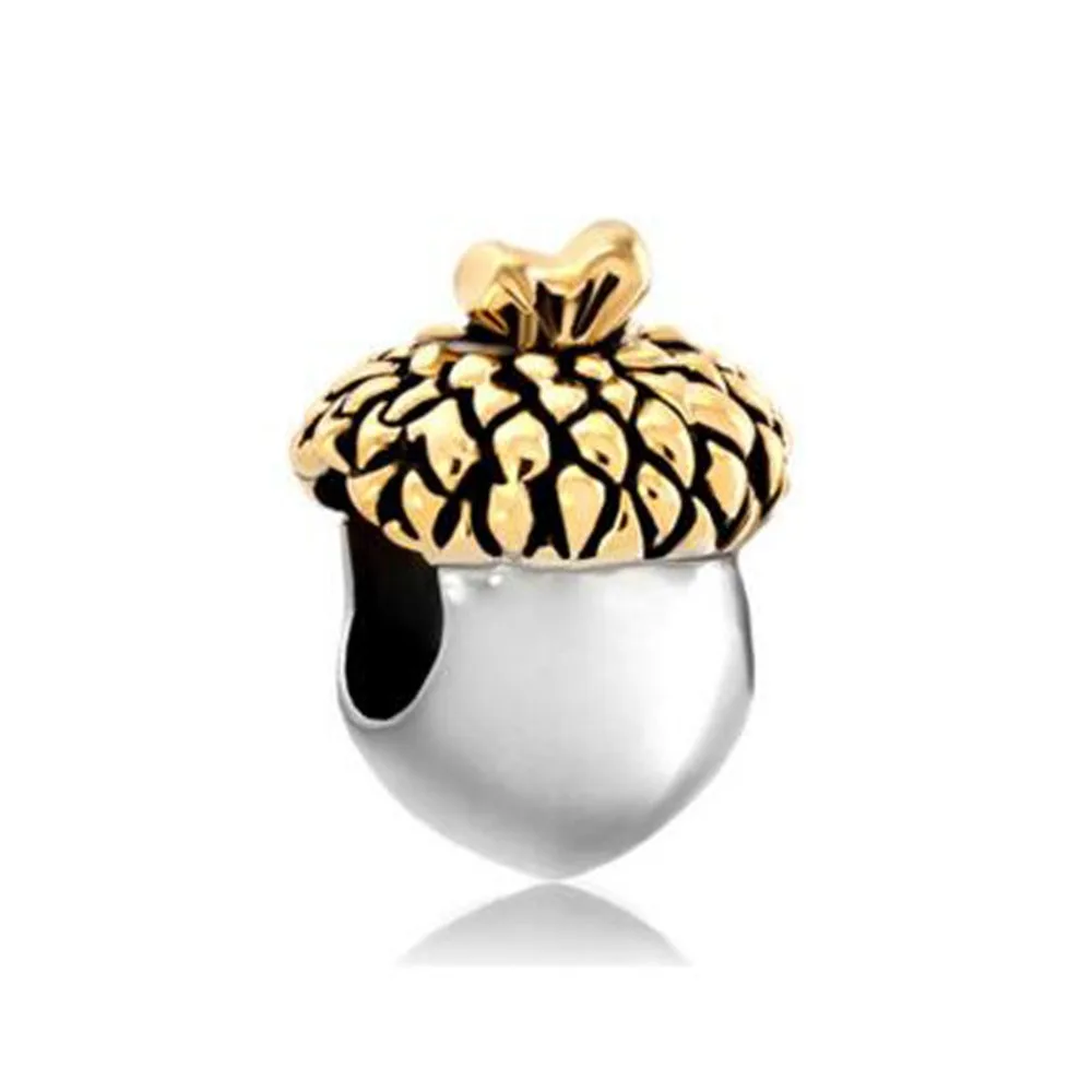Шарм браслет Pandora в виде золотых листьев и фруктов|fit pandora bracelet|fit pandoraeuropean beads |