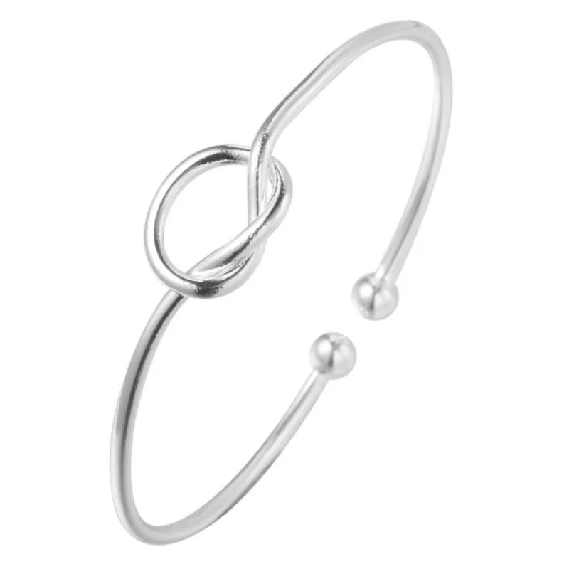 Браслет женский из стерлингового серебра 925 пробы простой с узлом|love knot bracelet|love