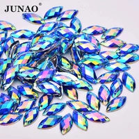 junao 7x15mm blue green red ab sewing rhinestones applique flatback acrylic gems sewn strass crystal horse eye stones for crafts