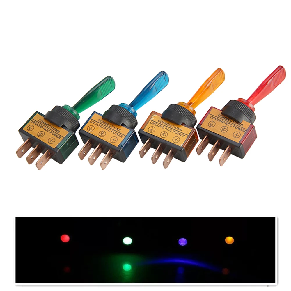 1 шт. DC12V 20A автомобильной тумблер 3 Pin ВКЛ ВЫКЛ с лампа синего зеленого красного