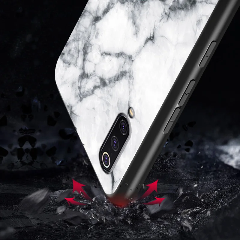 For Xiaomi Redmi Note 7 Marbled Tempered glass Luxury phone case Mi 9 Mi9 SE Mi8 8 Lite silicon Armor Back Case Cover | Мобильные