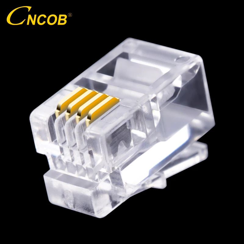 CNCOB 4P4C RJ9 телефонная лампа 4 ядерный аудиоразъем проводной разъем позолоченный