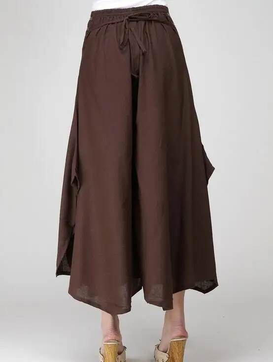 Женские свободные брюки из хлопка и льна свободного покроя с широкими штанинами