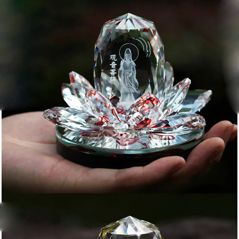 Botella de Perfume de coche Guanyin Lotus, accesorio decorativo de cristal para el hogar, regalo, gran oferta