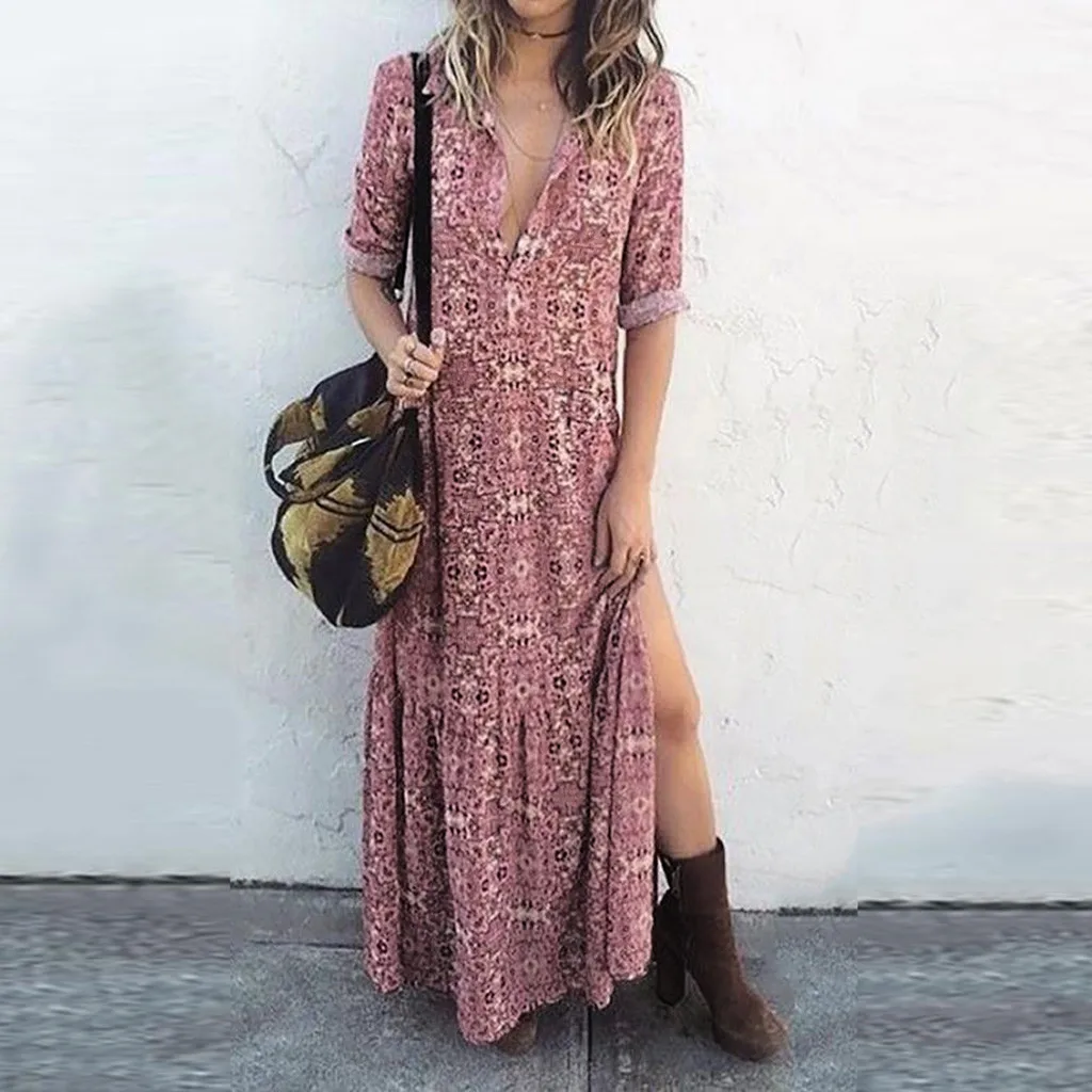 Летнее платье Новое поступление женское свободное Повседневное с v образным