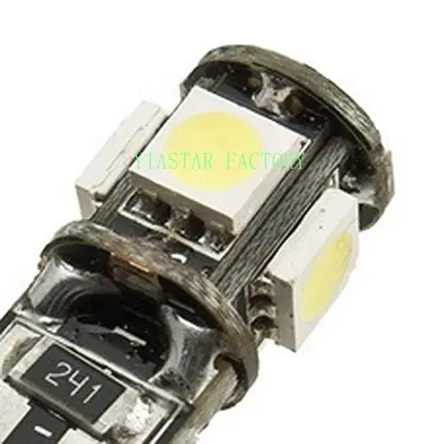 Yiastar 20 шт. высокое качество T10 CANBUS 5SMD 5050 194 W5W 501 светодиодный белая Автомобильная