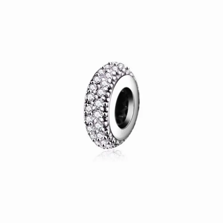White 6 стилей, сделай сам, подходят к оригинальному браслету Pandora, амулеты для изготовления ювелирных изделий, подлинные 925 серебряные бусины, Вдохновляющие подвески с фианитами - Цвет: White