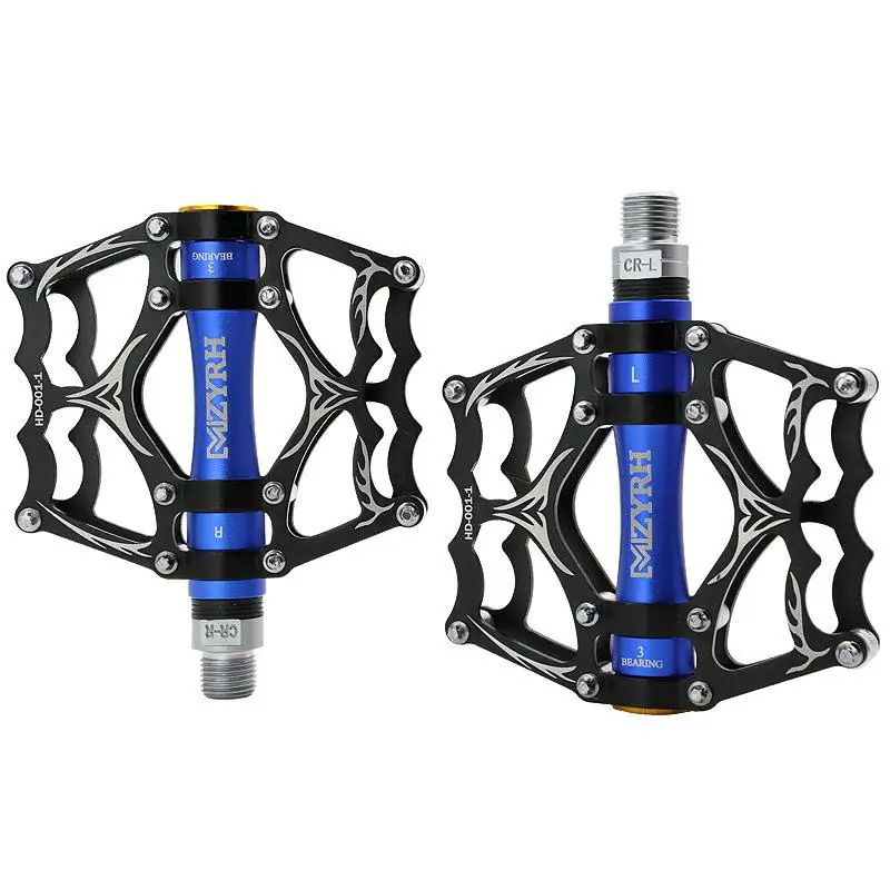Black blue Велосипедная педаль для горного велосипеда MTB, подвесной светильник для горного велосипеда, велосипедные педали из алюминиевого сплава, 3 шарикоподшипника, педали BMX, Аксессуары для велосипеда - Цвет: Black blue