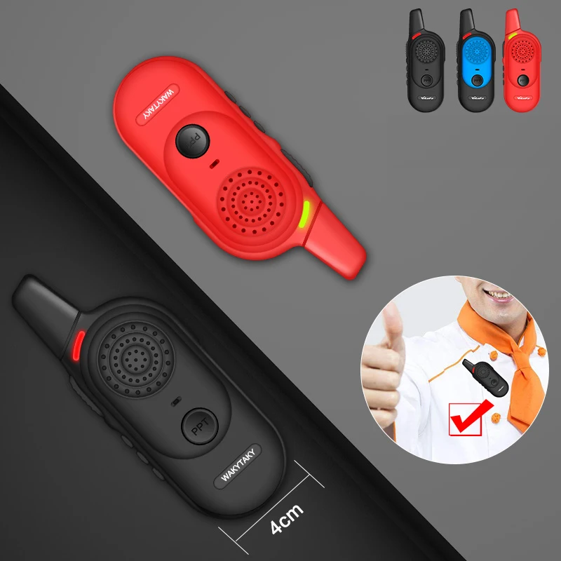 WAKYTAKY Мини Профессиональные Walkie Talkie 2 Вт UHF 400-480 мГц двойной PTT ключ ручной
