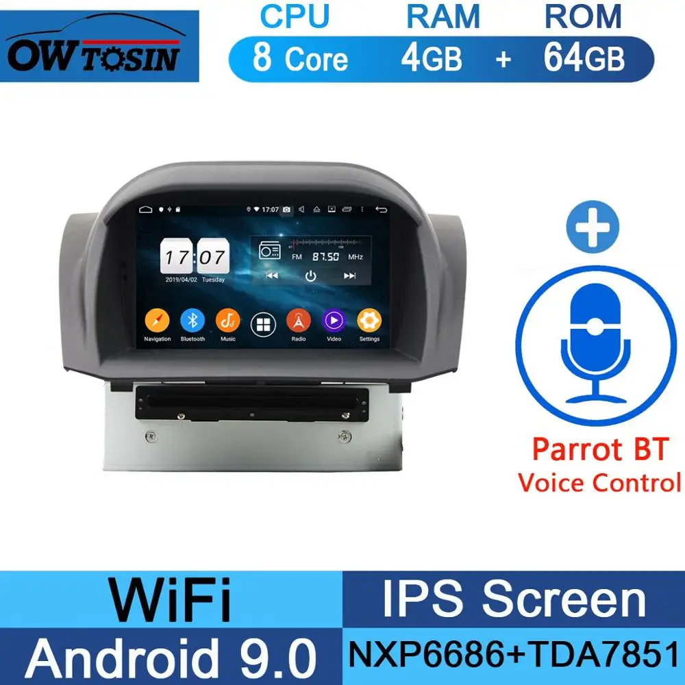 " ips 8 ядерный 4 Гб ram+ 64 Гб rom Android 9,0 автомобильный DVD радио gps для Ford Transit Custom 2013 DSP CarPlay - Цвет: 64G Parrot BT