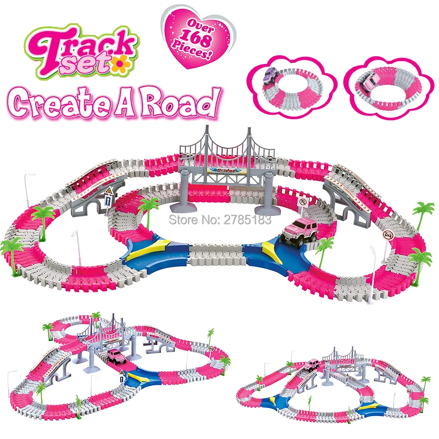 Coaster DIY Flex гоночный трек принцесса создать дорогу Роскошный Розовый гибкий набор