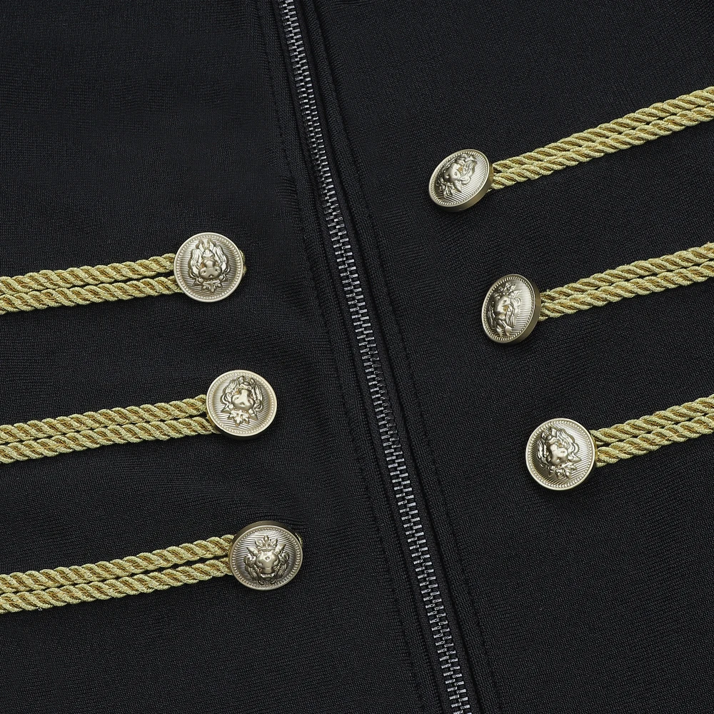 

Women's Long Sleeve Bandage Jackets Military Cool Short Black Jacket
