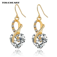 toucheart cubic zirconia crystal heart earrings fashion jewelry gold color earrings with stones for women pendientes ser140073