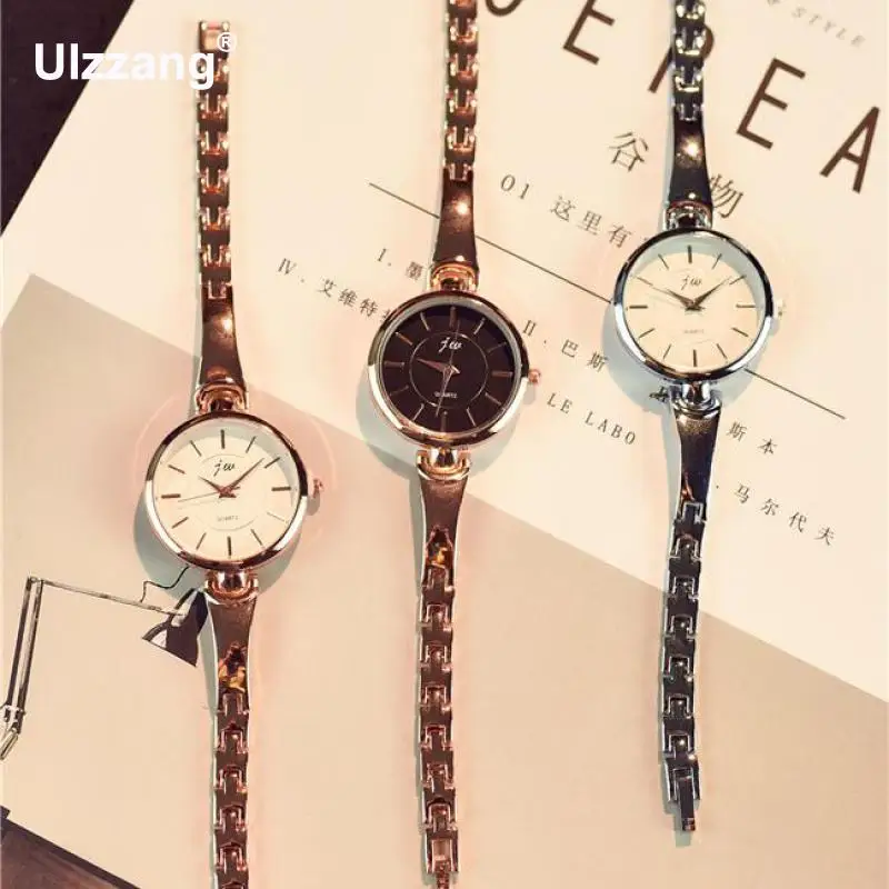 Модные простые тонкие женские кварцевые наручные часы Ulta с металлическим