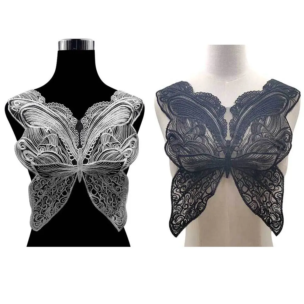 Белая бабочка вышитые кружева декольте Воротник отделка шеи аппликация для